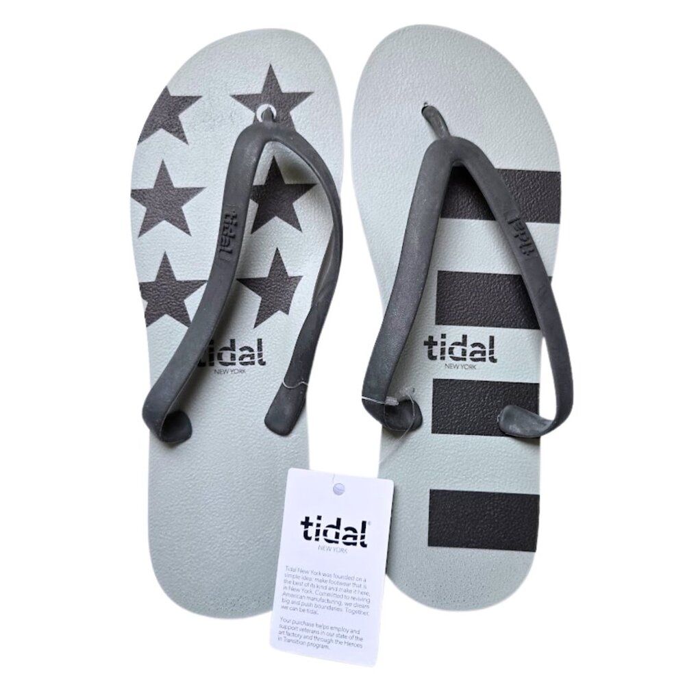New Tidal New York Men's Gray Patriot Flip Flops Stars & Strips Multi Size Avail